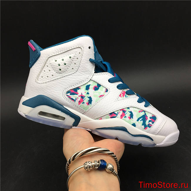 Nike Air​ Jordan 6 Retro White Laser Fuchsia Green Abyss 543390-153 - 1