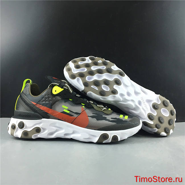 Nike React Element 87 Medium Olive Bright Crimson - 1