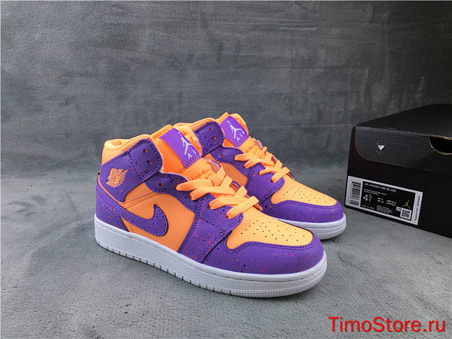 Nike Air Jordan 1 Mid Paint Splatter Orange Purple AV5172-800 - 1