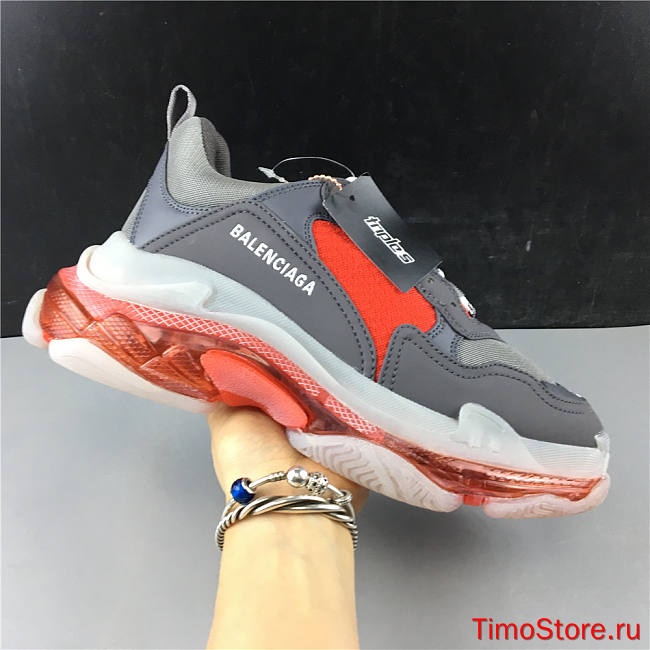 Ba1enc1age Triple S Clear Sole Grey Red 541624W09ON1291 - 1