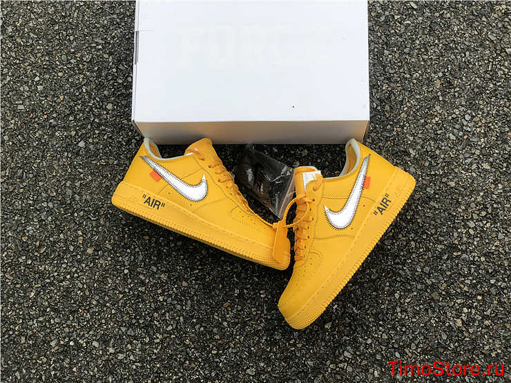 Nike Air Force 1 Low OFF-WHITE University Gold Metallic Silver DD1876 ...