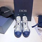 D1or B23 HIGH-TOP SNEAKER Blue Oblique Canvas 3SH118YNTH565   - 2