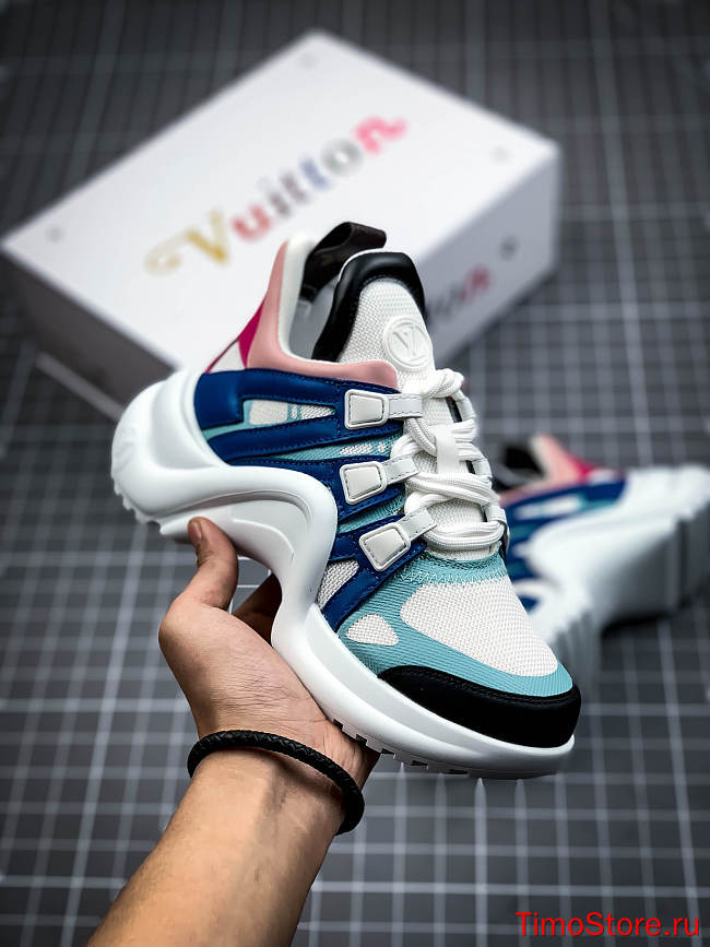 1ouis Vu1tton Dad Shoes White Blue Pink Black - 1