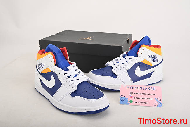 Nike Air Jordan 1 Mid Royal Blue Laser Orange 554724-131 - 1