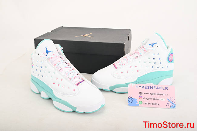 Nike Air Jordan 13 Retro White Soar Green Pink 439358-100 - 1