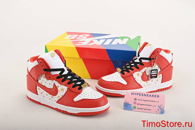 Nike Dunk High Pro SB Supreme Red Stars 307385-161 - 1