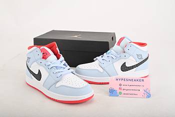 Nike Air Jordan 1 Mid Half Blue Polka Dot Swoosh 555112-400