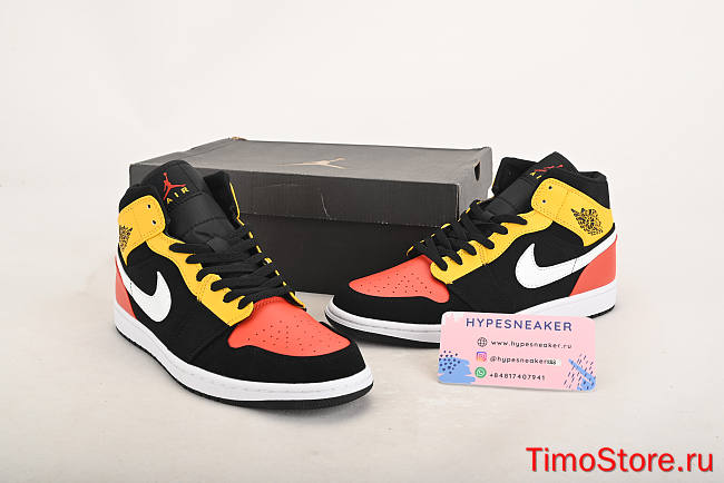 Nike Air Jordan 1 Mid Black Amarillo Orange 852542-087 - 1