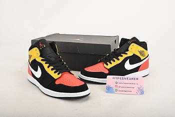 Nike Air Jordan 1 Mid Black Amarillo Orange 852542-087