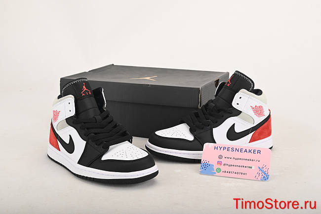 Nike Air Jordan 1 Mid SE White Black Red Spruce BQ6931-100 - 1