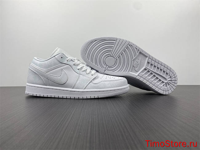 Nike Air Jordan 1 Low Triple White Tumbled Leather 553558-130 - 1