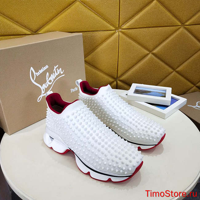 Chr1stian Loubout1n High White Sneaker - 1