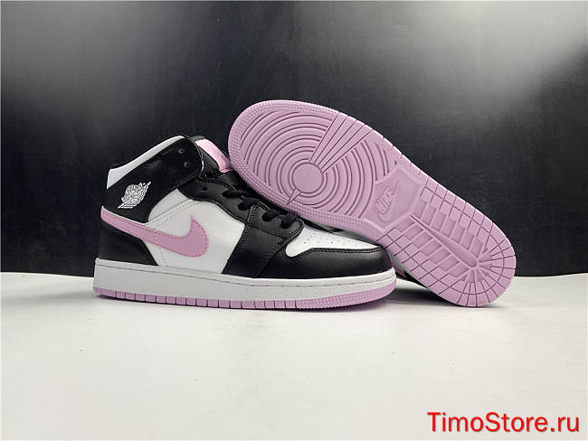Nike Air Jordan 1 Mid White Black Light Arctic Pink 555112-103 - 1
