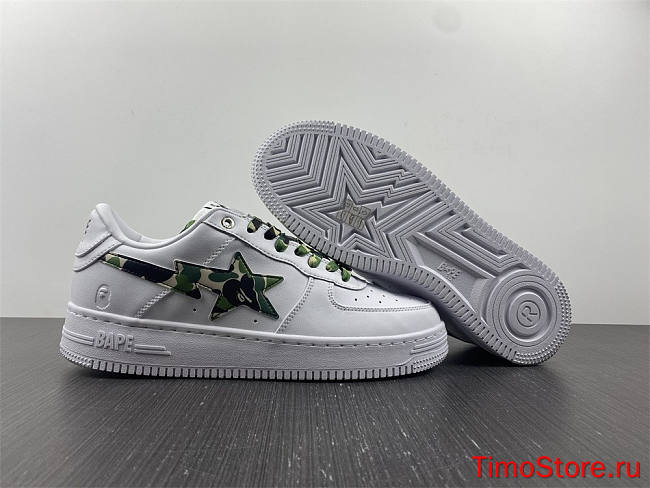 A Bathing Ape Bape Sta Low White ABC Camo Green - 1