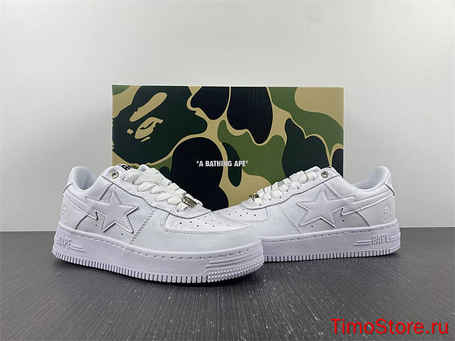 A Bathing Ape Bape Sta Low White Leather (2020) 1G80191007-WHT - 1
