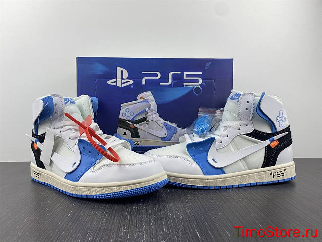 Nike Air Jordan 1 Retro High Off-White Blue  and white aQ0818-168 - 1