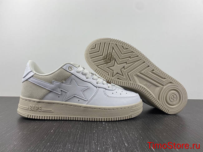 A Bathing Ape Bape Sta Low White Leather 1G70-191-042 - 1