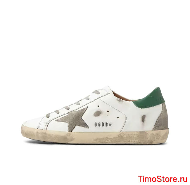 Golden Goose Super-Star White Green Grey Suede Patch  - 1