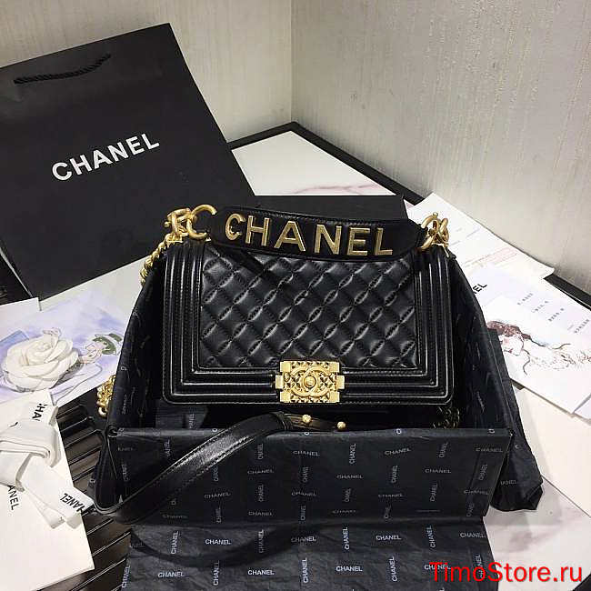 Chene1 Leboy Bag Lambskin Black 25cm - 1
