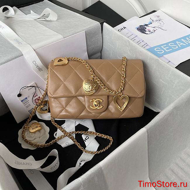 Chene1 Flap Brown Bag AS3456 19*12*7cm  - 1