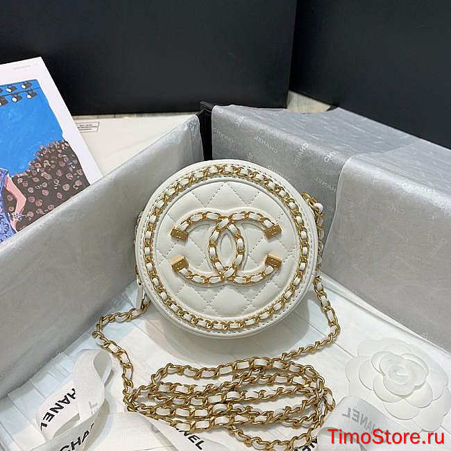 Chene1 Round Chain Bag 12cm White - 1