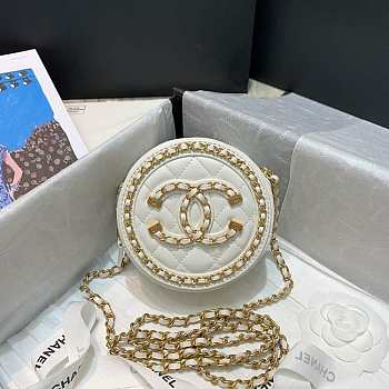 Chene1 Round Chain Bag 12cm White