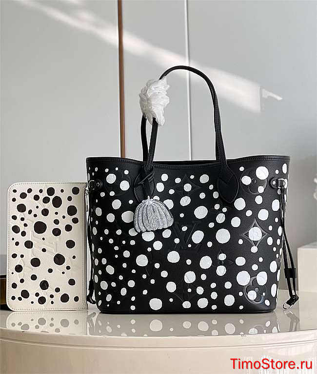 1ouis Vu1tton X Yk Neverfull MM Bag Black 31x28x14 - 1