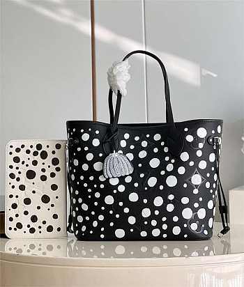 1ouis Vu1tton X Yk Neverfull MM Bag Black 31x28x14