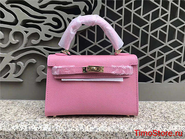 Herme5 Kelly Leather Handbag in Pink 20 x 8 x 14 cm  - 1