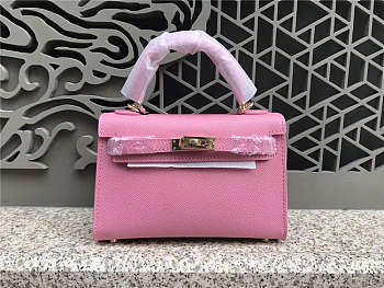 Herme5 Kelly Leather Handbag in Pink 20 x 8 x 14 cm 