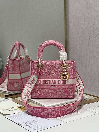 D1or Medium Lady D-Lite Bag Rose Pink 24cm