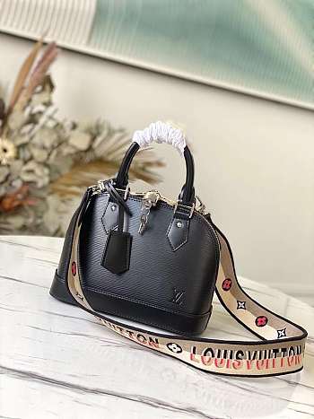1ouis Vu1tton Epi Alma BB Black Handbag 23.5x17.5x11.5cm 