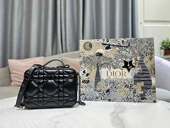d1or Caro Box Bag with Chain Black 18cm 