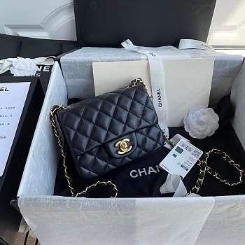 chene1 Mini Flap Bag Lambskin with Gold Hardware 17cm 