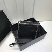 YS1 Sunset Crocodile Black Bag with Silver Hardware 22cm - 3