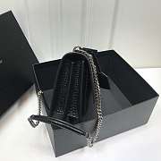 YS1 Sunset Crocodile Black Bag with Silver Hardware 22cm - 4