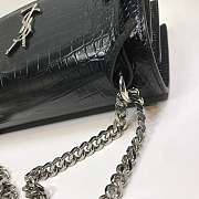 YS1 Sunset Crocodile Black Bag with Silver Hardware 22cm - 5