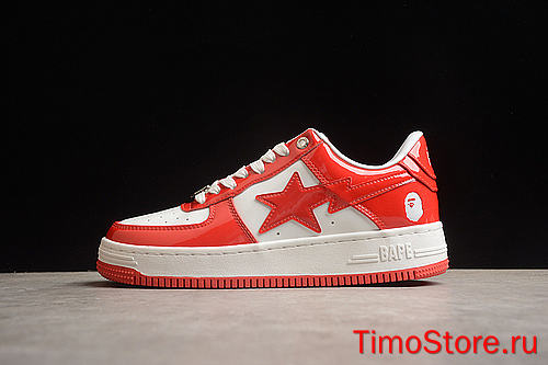 BAPE STA TO LOW TOP SPORTS CASUAL SNEAKERS WHITE/RED - 1