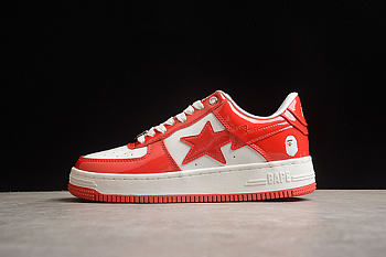 BAPE STA TO LOW TOP SPORTS CASUAL SNEAKERS WHITE/RED