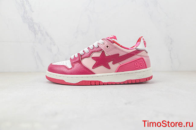 BAPE STA LOW SHOES PINK/LIGHT PINK/WHITE - 1