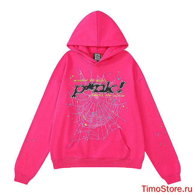 Sp5der 555555 Pink Hoodie - 1