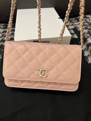 chane1 Rich bag ball pattern 19.2*12.3*3.5cm  pink 