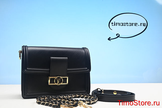1V Dauphine Shoulder Bag MM Black Epi Leather - 1