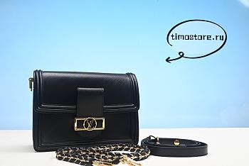 1V Dauphine Shoulder Bag MM Black Epi Leather