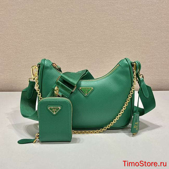Proda Saffiano Re-Edition Shoulder Bag Green 23x17x6.5cm - 1