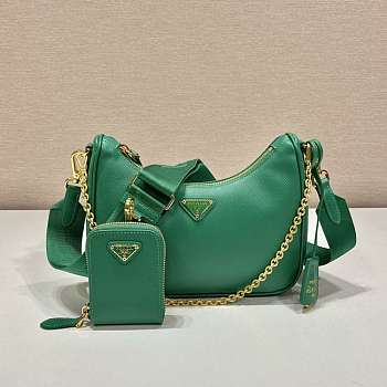 Proda Saffiano Re-Edition Shoulder Bag Green 23x17x6.5cm