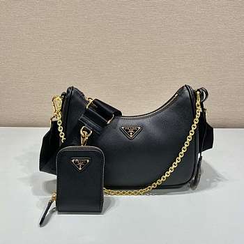Proda Saffiano Re-Edition Shoulder Bag Black 23x17x6.5cm