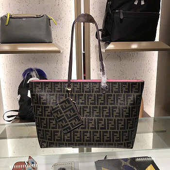 Fend1 Monogram Canvas Women Shoulder Bag in Pink 8BH185 36 cm 