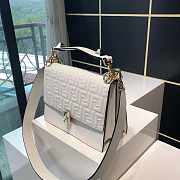 Fend1 Kan I Flip Leather Bag in White 25 x 11 x 18 cm  - 4