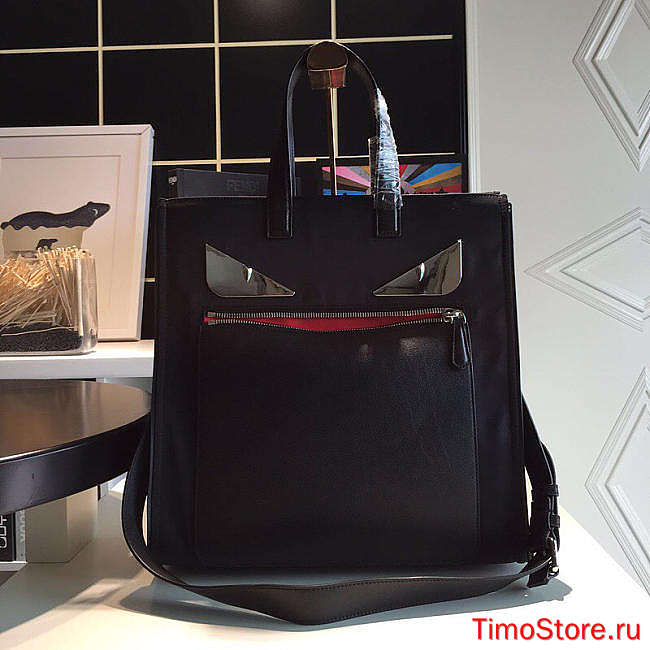 Fend1Tote Montage Leather Handbag Black 34 x 36 x 13 cm - 1
